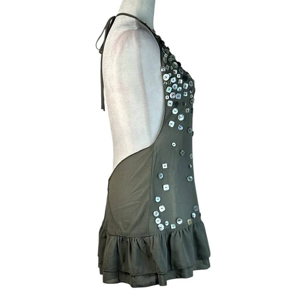 Jaded London Layered Mini Dress in Grey New Womens Sheer Halter - Picture 6 of 17